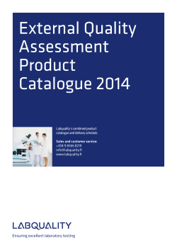 External Quality Assessment Product Catalogue 2014