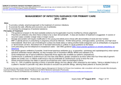 SUMMARY OF ANTIBIOTIC GUIDANCE FOR PRIMARY CARE 2013-14