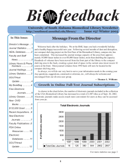 feedback Bi Message From the Director University of South Alabama Biomedical Library Newsletter