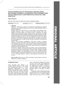 INFANT MORTALITY IN THE RURAL SIDAMA ZONE,