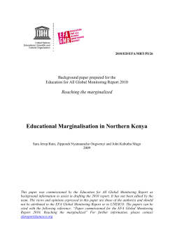 Educational Marginalisation in Northern Kenya Reaching the marginalized