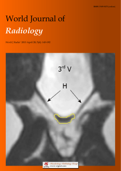 World Journal of Radiology World J Radiol ISSN