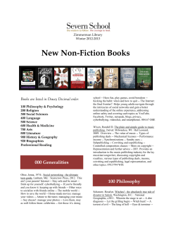 New Non-Fiction Books  Books are listed in Dewey Decimal order