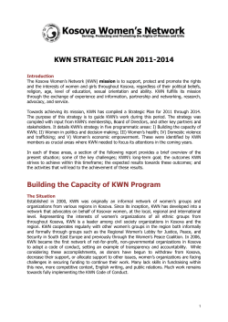 KWN STRATEGIC PLAN 2011-2014