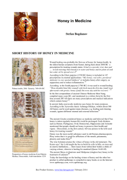 Honey in Medicine  Stefan Bogdanov SHORT HISTORY OF HONEY IN MEDICINE