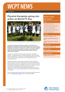 Physical therapists spring into action on World PT Day What's inside this issue?