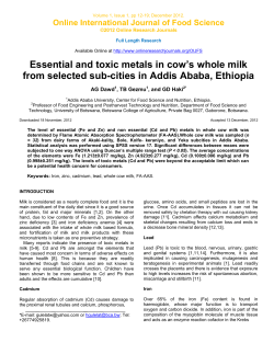 Essential and toxic metals in cow’s whole milk