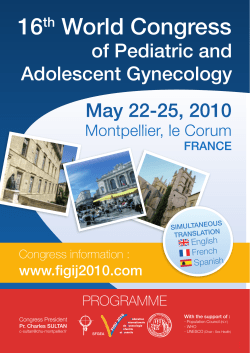 16 World Congress of Pediatric and Adolescent Gynecology