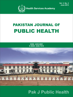 PUBLIC HEALTH Pak J Public Health PAKISTAN JOURNAL OF Health Services Academy