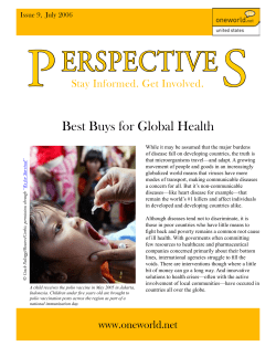 S P ERSPECTIVE Best Buys for Global Health