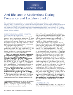 Anti-Rheumatic Medications During Pregnancy and Lactation (Part 2) Topical Medical Issues