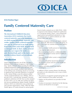 Family Centered Maternity Care Position ICEA Position Paper