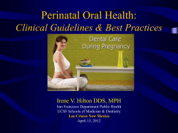 Perinatal Oral Health: Clinical Guidelines &amp; Best Practices