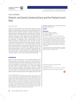 &rsquo;s Patient- and Family-Centered Care and the Pediatrician Role abstract