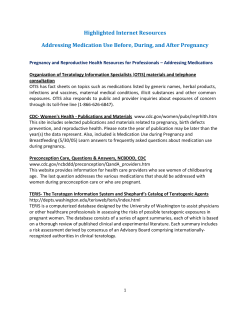 Highlighted Internet Resources Addressing Medication Use Before, During, and After Pregnancy