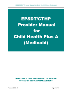 EPSDT/CTHP Provider Manual for Child Health Plus A