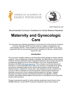 Maternity and Gynecologic Care Recommended Curriculum Guidelines for Family Medicine Residents