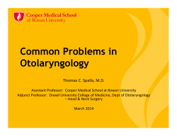 Common Problems in Otolaryngology Thomas C. Spalla, M.D.