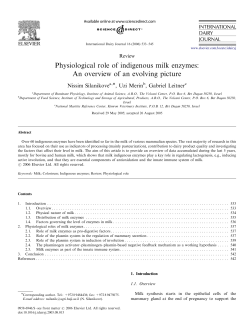 Physiological role of indigenous milk enzymes: ARTICLE IN PRESS Nissim Silanikove