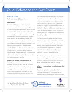 Quick Reference and Fact Sheets March of Dimes Professionals and Researchers