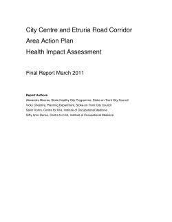 City Centre and Etruria Road Corridor Area Action Plan Health Impact Assessment