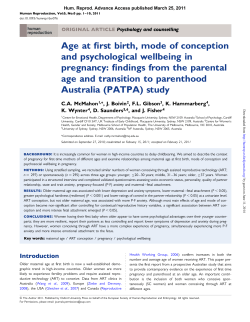 Age at ﬁrst birth, mode of conception and psychological wellbeing in