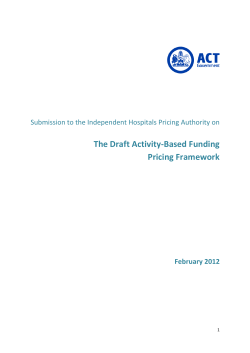 The Draft Activity-Based Funding Pricing Framework February 2012