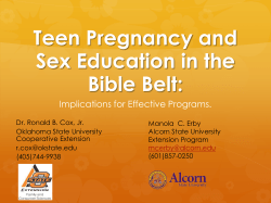Teen Pregnancy and Sex Education in the Bible Belt: Implications for Effective Programs.