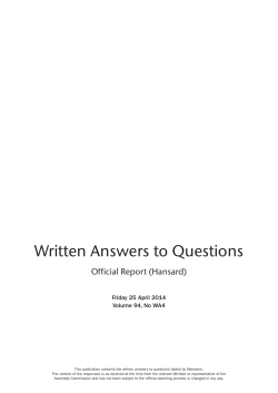 Written Answers to Questions Official Report (Hansard) Friday 25 April 2014