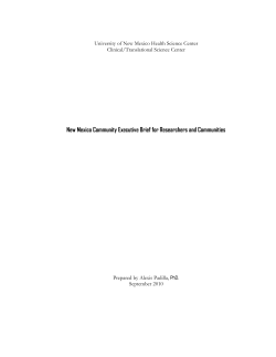 New Mexico Community Executive Brief for Researchers and Communities