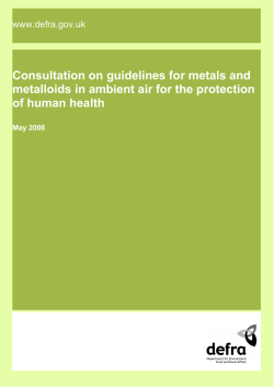 Consultation on guidelines for metals and of human health
