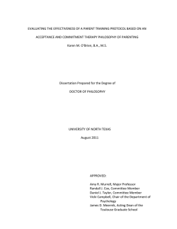 EVALUATING THE EFFECTIVENESS OF A PARENT TRAINING PROTOCOL BASED ON... ACCEPTANCE AND COMMITMENT THERAPY PHILOSOPHY OF PARENTING