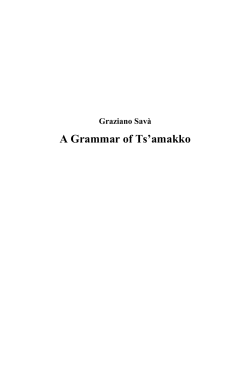 A Grammar of Ts’amakko Graziano Savà