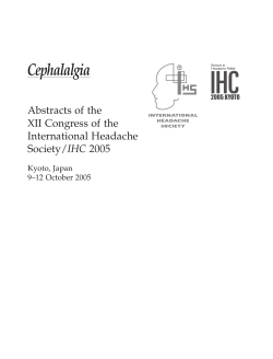 Cephalalgia Abstracts of the XII Congress of the International Headache