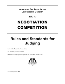 NEGOTIATION COMPETITION Rules and Standards for Judging
