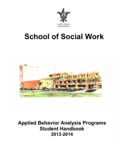 School of Social Work  Applied Behavior Analysis Programs Student Handbook