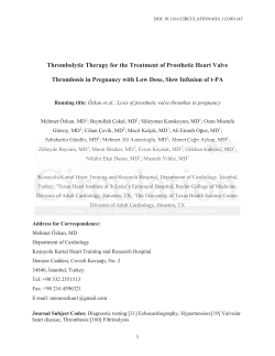 Thrombolytic Therapy for the Treatment of Prosthetic Heart Valve