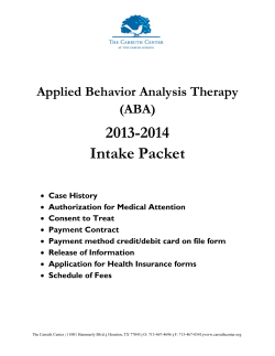 2013-2014 Intake Packet Applied Behavior Analysis Therapy (ABA)