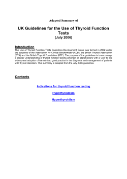 UK Guidelines for the Use of Thyroid Function Tests (July 2006)