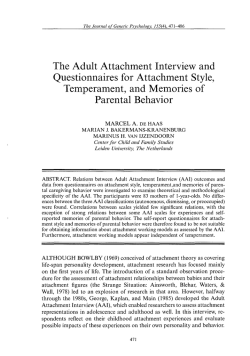 Adult Attachment Interview and Questionnaires: Research on Attachment, Temperament, and Parental Memories