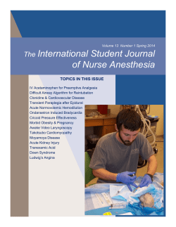 International Student Journal of Nurse Anesthesia The TOPICS IN THIS ISSUE