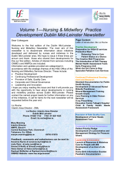 Volume 1—Nursing &amp; Midwifery  Practice Development Dublin Mid-Leinster Newsletter
