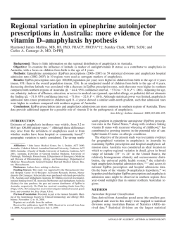 Regional variation in epinephrine autoinjector vitamin D&ndash;anaphylaxis hypothesis