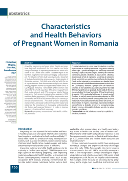 Characteristics and Health Behaviors of Pregnant Women in Romania obstetrics