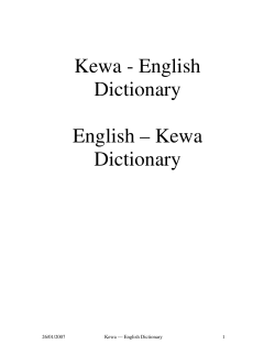 Kewa - English Dictionary English – Kewa 26/01/2007