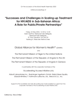 “Successes and Challenges in Scaling-up Treatment for HIV/AIDS in Sub-Saharan Africa:
