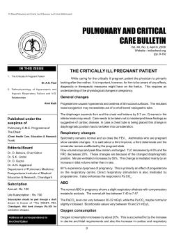 PULMONARY AND CRITICAL CARE BULLETIN THE CRITICALLY ILL PREGNANT PATIENT IN THIS ISSUE
