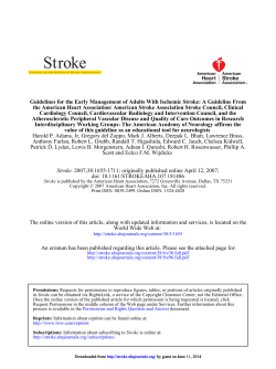 Guidelines for the Early Management of Adults With Ischemic Stroke:... the American Heart Association/ American Stroke Association Stroke Council, Clinical