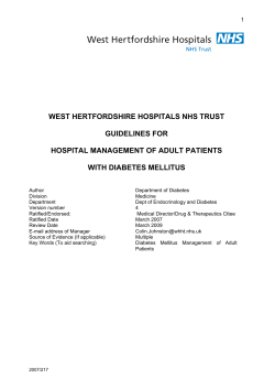 WEST HERTFORDSHIRE HOSPITALS NHS TRUST  GUIDELINES FOR HOSPITAL MANAGEMENT OF ADULT PATIENTS