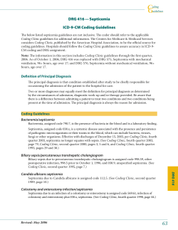 DRG 416 — Septicemia ICD-9-CM Coding Guidelines